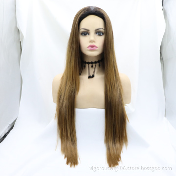 Vigorous long straight heat resistant ombre hair blend wigs high fibre synthetic wigs manufacturers wholesale prices